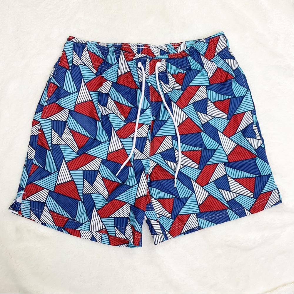 Jake Austin Geometric Print Swim Trunks